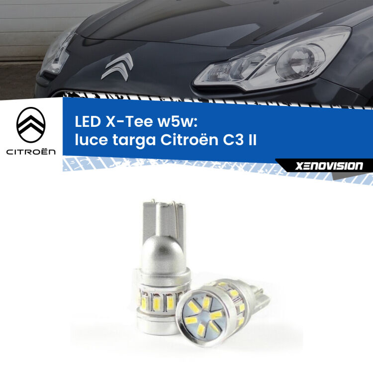 <strong>LED luce targa per Citroën C3</strong> II 2009 - 2016. Lampade <strong>W5W</strong> modello X-Tee Xenovision top di gamma.