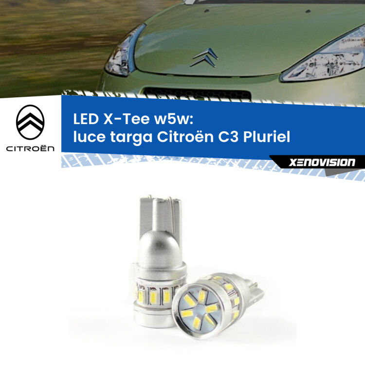 <strong>LED luce targa per Citroën C3 Pluriel</strong>  2003 - 2010. Lampade <strong>W5W</strong> modello X-Tee Xenovision top di gamma.