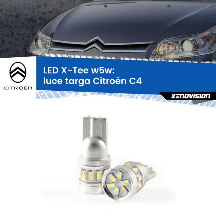 <strong>LED luce targa per Citroën C4</strong>  2004 - 2011. Lampade <strong>W5W</strong> modello X-Tee Xenovision top di gamma.