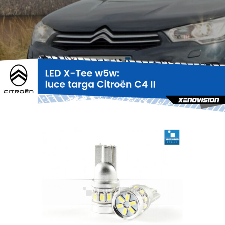 <strong>LED luce targa per Citroën C4</strong> II 2009 - 2016. Lampade <strong>W5W</strong> modello X-Tee Xenovision top di gamma.