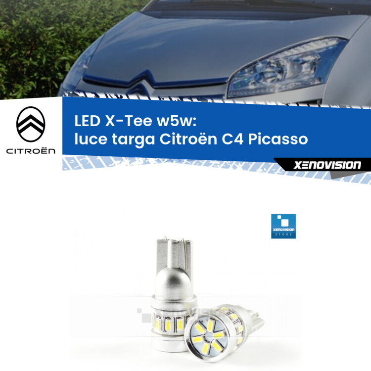 <strong>LED luce targa per Citroën C4 Picasso</strong>  2006 - 2013. Lampade <strong>W5W</strong> modello X-Tee Xenovision top di gamma.