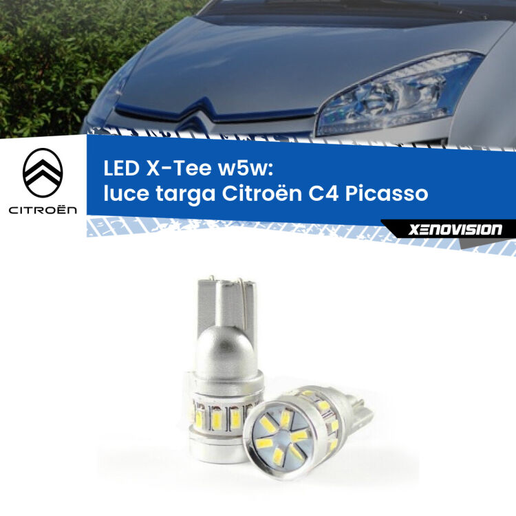 <strong>LED luce targa per Citroën C4 Picasso</strong>  2006 - 2013. Lampade <strong>W5W</strong> modello X-Tee Xenovision top di gamma.