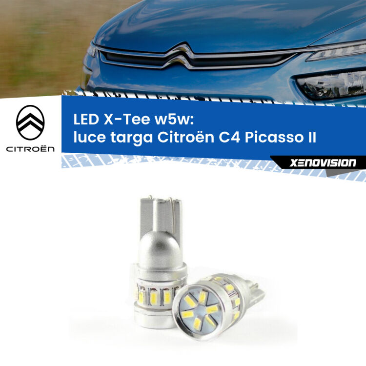 <strong>LED luce targa per Citroën C4 Picasso</strong> II 2013 in poi. Lampade <strong>W5W</strong> modello X-Tee Xenovision top di gamma.