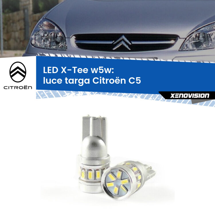 <strong>LED luce targa per Citroën C5</strong>  2001 - 2004. Lampade <strong>W5W</strong> modello X-Tee Xenovision top di gamma.