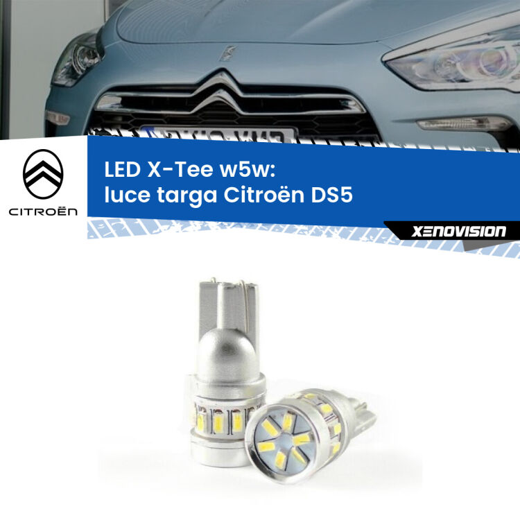 <strong>LED luce targa per Citroën DS5</strong>  2011 - 2015. Lampade <strong>W5W</strong> modello X-Tee Xenovision top di gamma.