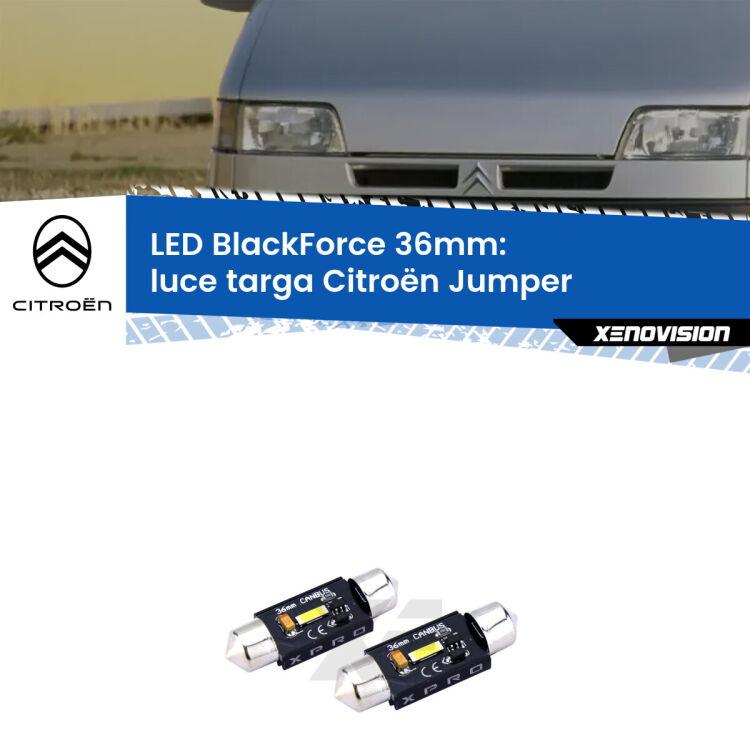 <strong>LED luce targa 36mm per Citroën Jumper</strong>  1994 - 1999. Coppia lampadine <strong>C5W</strong>modello BlackForce Xenovision.