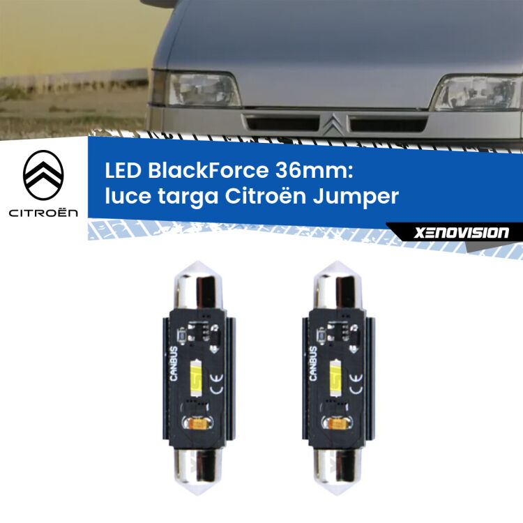 <strong>Luce Targa LED per Citroën Jumper</strong>  1994 - 1999. Coppia lampade <strong>C5W</strong> 36mm modello BlackForce canbus.