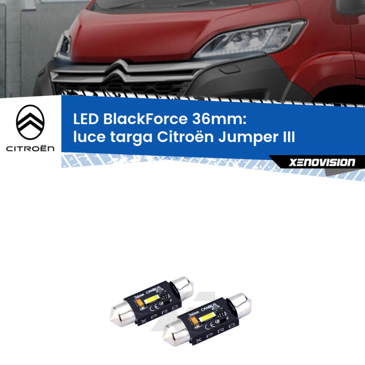 <strong>LED luce targa 36mm per Citroën Jumper</strong> III in poi. Coppia lampadine <strong>C5W</strong>modello BlackForce Xenovision.