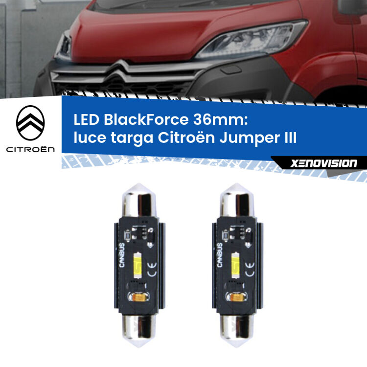 <strong>Luce Targa LED per Citroën Jumper</strong> III in poi. Coppia lampade <strong>C5W</strong> 36mm modello BlackForce canbus.