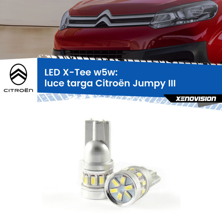 <strong>LED luce targa per Citroën Jumpy</strong> III 2016 in poi. Lampade <strong>W5W</strong> modello X-Tee Xenovision top di gamma.