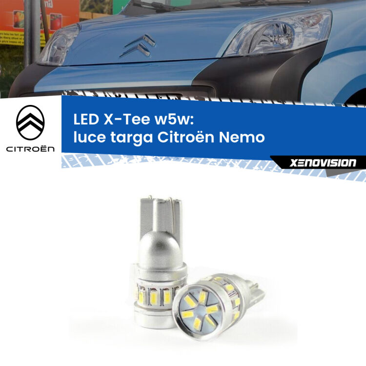 <strong>LED luce targa per Citroën Nemo</strong>  2008 in poi. Lampade <strong>W5W</strong> modello X-Tee Xenovision top di gamma.