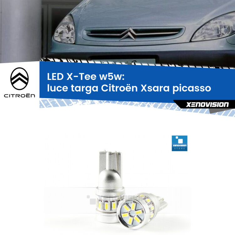 <strong>LED luce targa per Citroën Xsara picasso</strong>  1999 - 2012. Lampade <strong>W5W</strong> modello X-Tee Xenovision top di gamma.