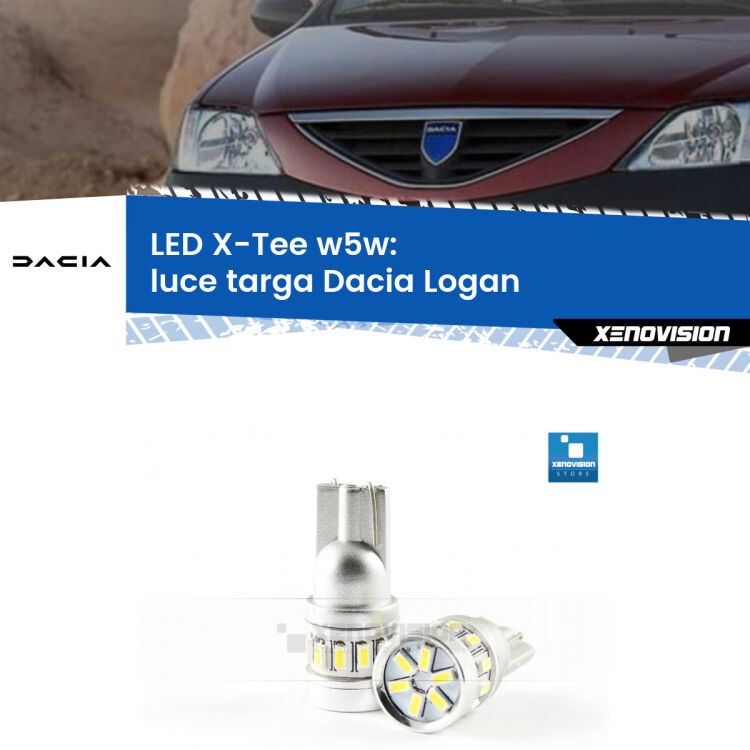 <strong>LED luce targa per Dacia Logan</strong>  2004 - 2011. Lampade <strong>W5W</strong> modello X-Tee Xenovision top di gamma.