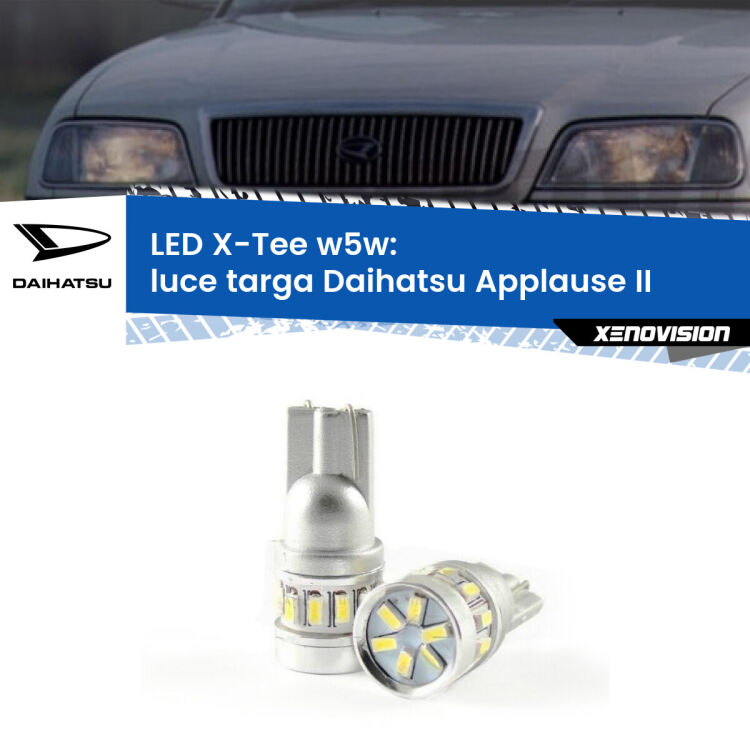 <strong>LED luce targa per Daihatsu Applause</strong> II 1997 - 2000. Lampade <strong>W5W</strong> modello X-Tee Xenovision top di gamma.