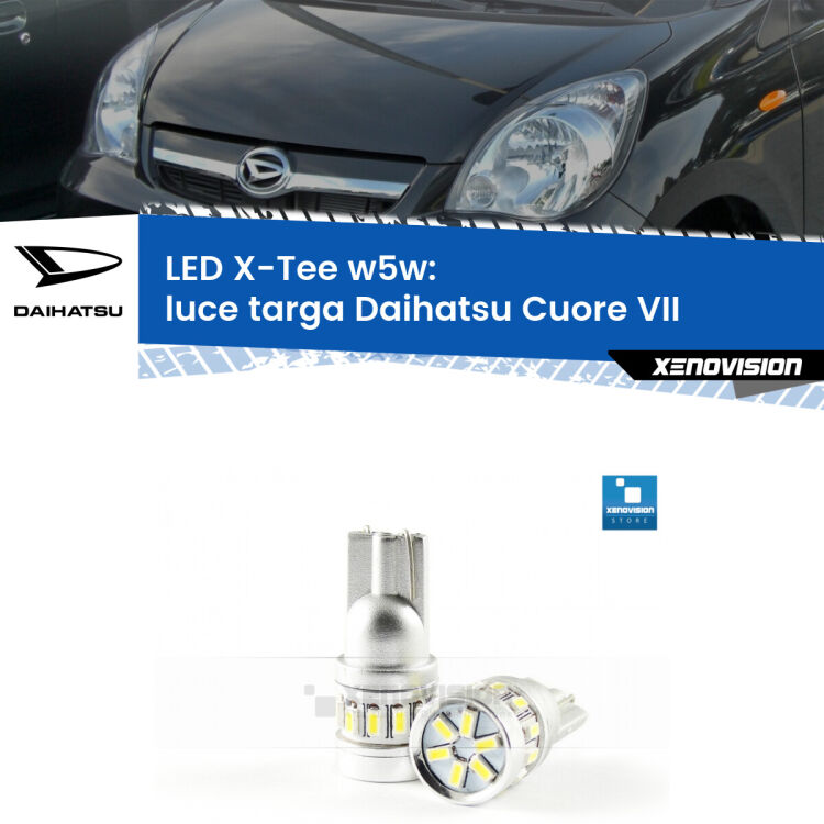 <strong>LED luce targa per Daihatsu Cuore VII</strong>  2007 - 2018. Lampade <strong>W5W</strong> modello X-Tee Xenovision top di gamma.