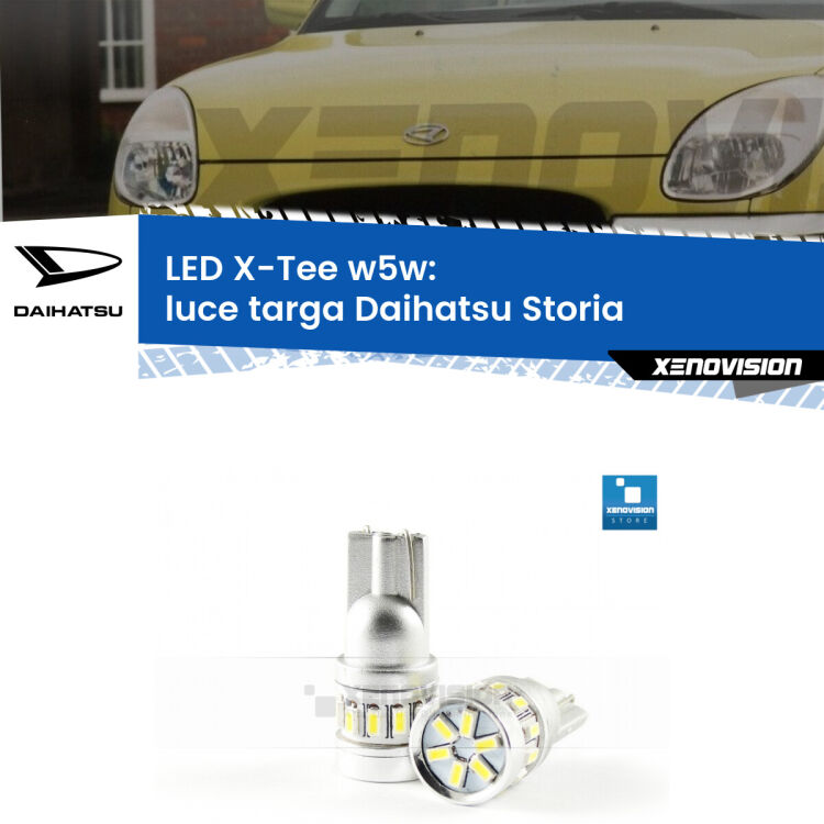 <strong>LED luce targa per Daihatsu Storia</strong>  1998 - 2005. Lampade <strong>W5W</strong> modello X-Tee Xenovision top di gamma.