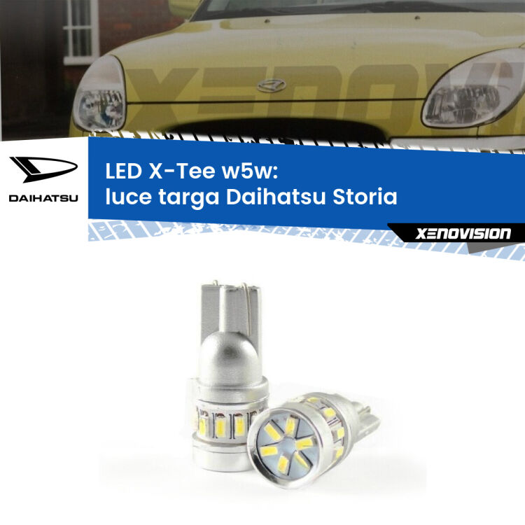 <strong>LED luce targa per Daihatsu Storia</strong>  1998 - 2005. Lampade <strong>W5W</strong> modello X-Tee Xenovision top di gamma.