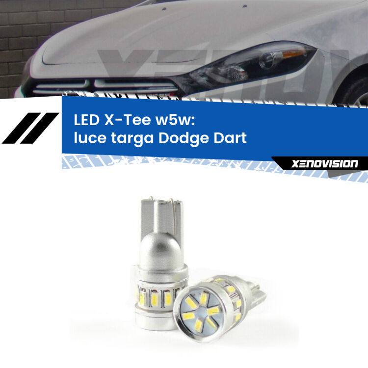 <strong>LED luce targa per Dodge Dart</strong>  2012 in poi. Lampade <strong>W5W</strong> modello X-Tee Xenovision top di gamma.