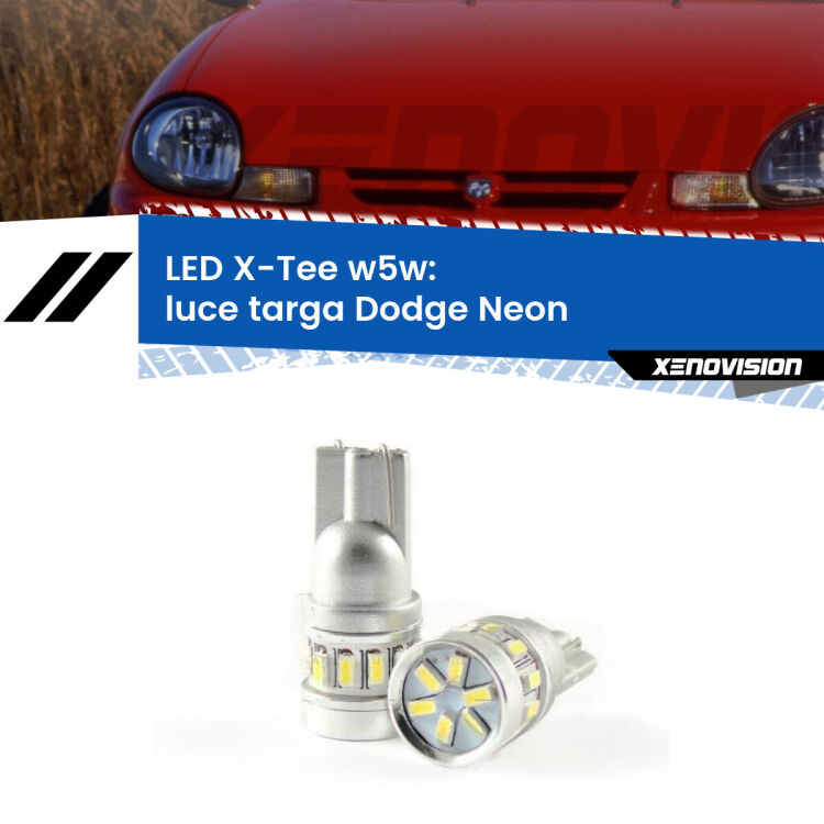 <strong>LED luce targa per Dodge Neon</strong>  1994 - 1999. Lampade <strong>W5W</strong> modello X-Tee Xenovision top di gamma.