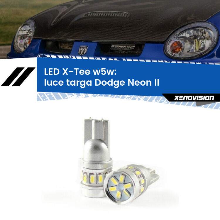 <strong>LED luce targa per Dodge Neon</strong> II 1999 - 2005. Lampade <strong>W5W</strong> modello X-Tee Xenovision top di gamma.