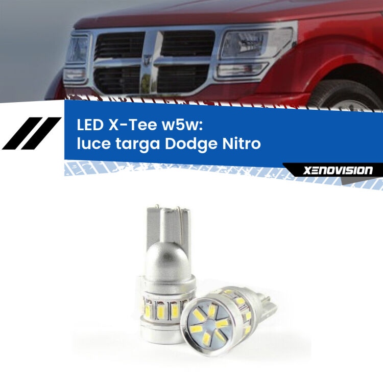 <strong>LED luce targa per Dodge Nitro</strong>  2006 - 2012. Lampade <strong>W5W</strong> modello X-Tee Xenovision top di gamma.