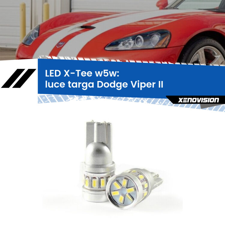 <strong>LED luce targa per Dodge Viper</strong> II in poi. Lampade <strong>W5W</strong> modello X-Tee Xenovision top di gamma.