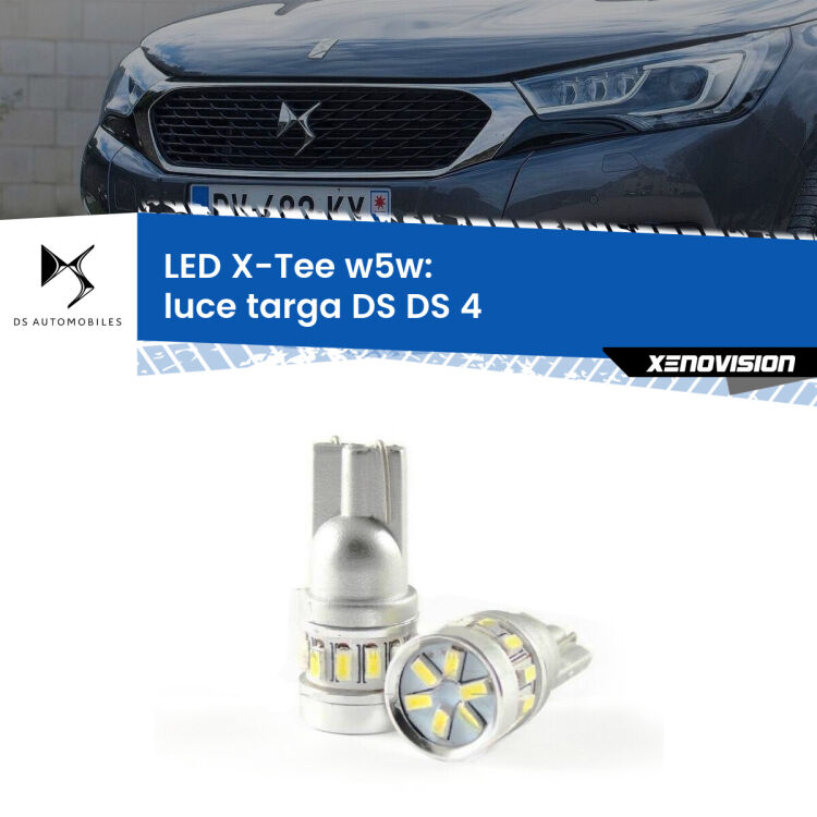 <strong>LED luce targa per DS DS 4</strong>  2015 in poi. Lampade <strong>W5W</strong> modello X-Tee Xenovision top di gamma.