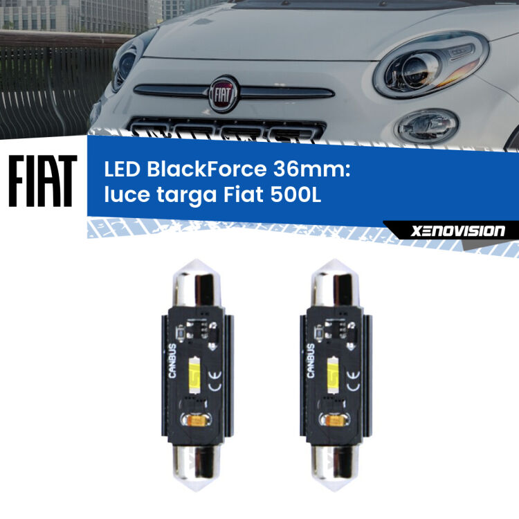 <strong>Luce Targa LED per Fiat 500L</strong>  2012 - 2018. Coppia lampade <strong>C5W</strong> 36mm modello BlackForce canbus.