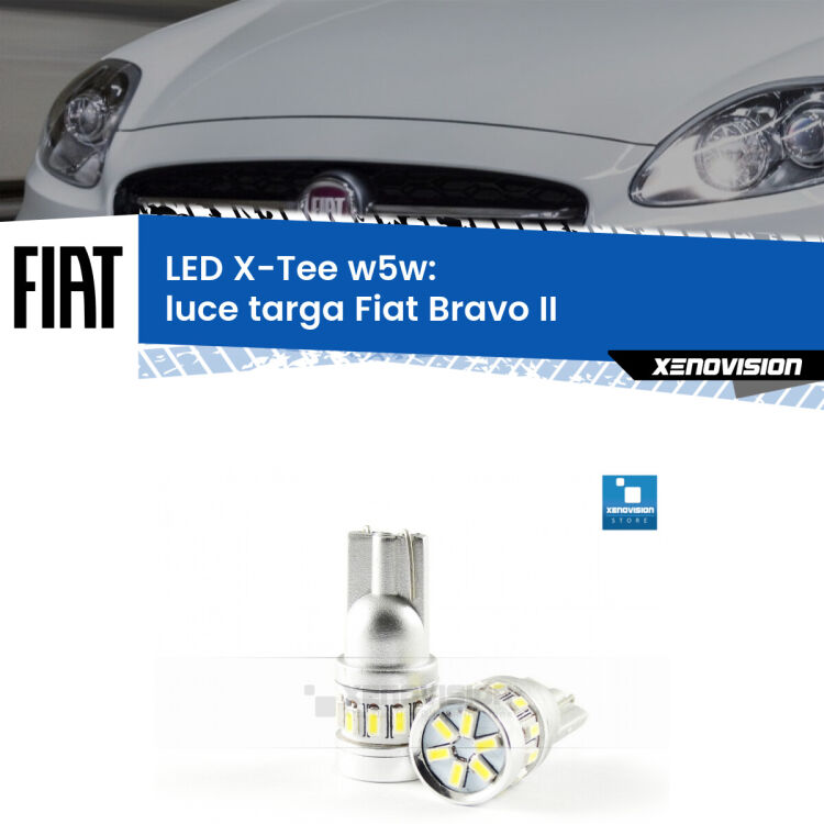 <strong>LED luce targa per Fiat Bravo II</strong>  2006 - 2014. Lampade <strong>W5W</strong> modello X-Tee Xenovision top di gamma.