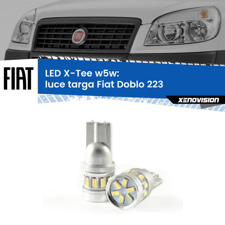 <strong>LED luce targa per Fiat Doblo</strong> 223 2000 - 2010. Lampade <strong>W5W</strong> modello X-Tee Xenovision top di gamma.