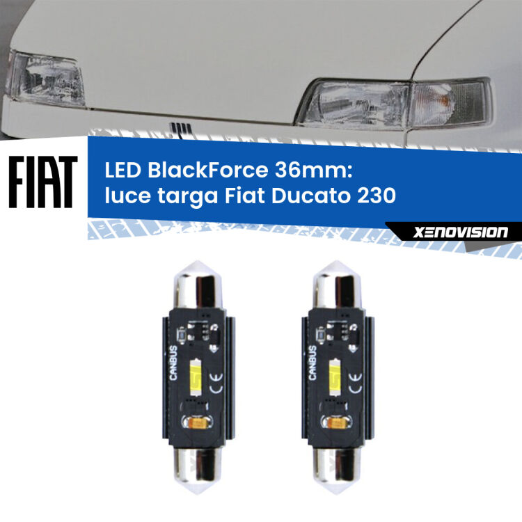 <strong>Luce Targa LED per Fiat Ducato</strong> 230 1994 - 1999. Coppia lampade <strong>C5W</strong> 36mm modello BlackForce canbus.