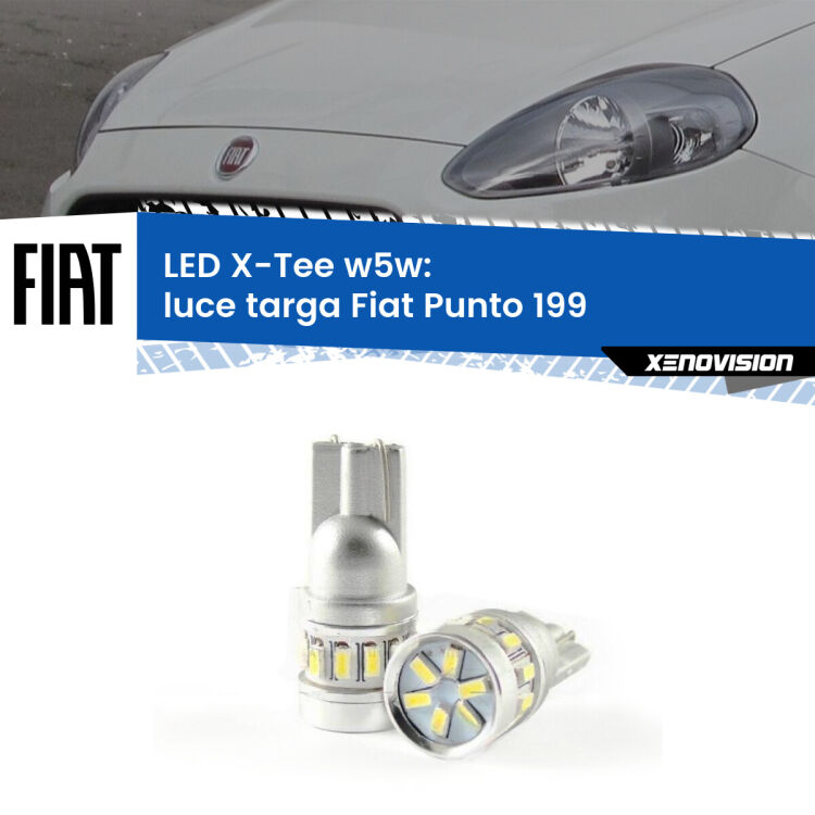 <strong>LED luce targa per Fiat Punto</strong> 199 2012 - 2018. Lampade <strong>W5W</strong> modello X-Tee Xenovision top di gamma.