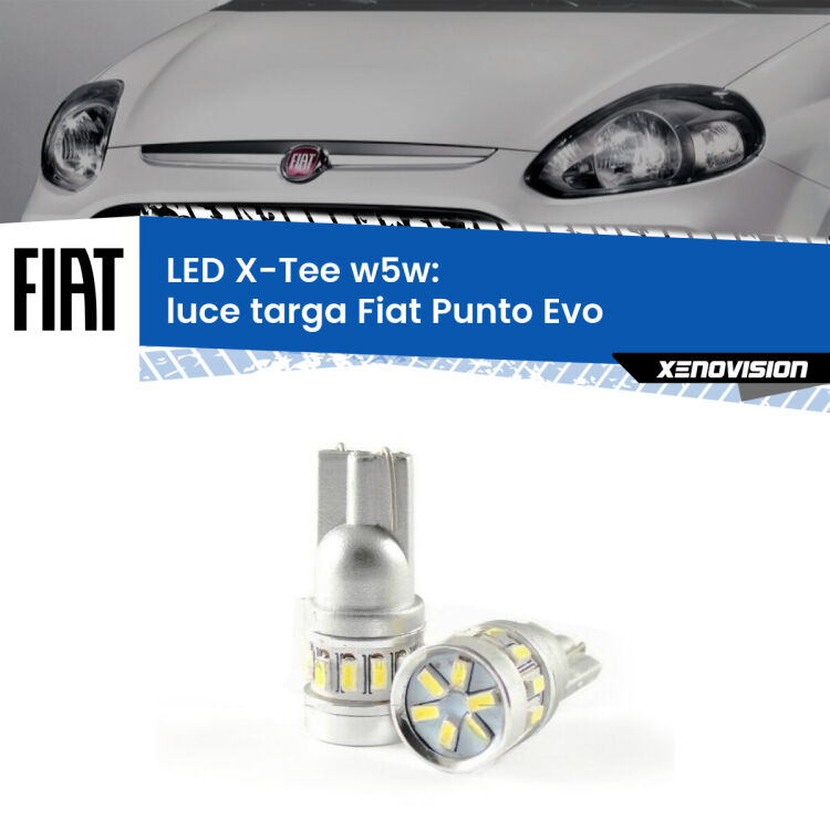 <strong>LED luce targa per Fiat Punto Evo</strong>  2009 - 2015. Lampade <strong>W5W</strong> modello X-Tee Xenovision top di gamma.