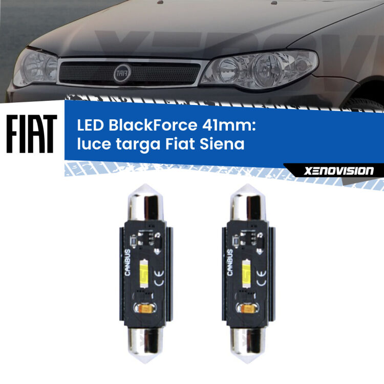 <strong>Luce Targa LED per Fiat Siena</strong>  1996 - 2012. Coppia lampade <strong>C5W</strong> 41mm modello BlackForce canbus.