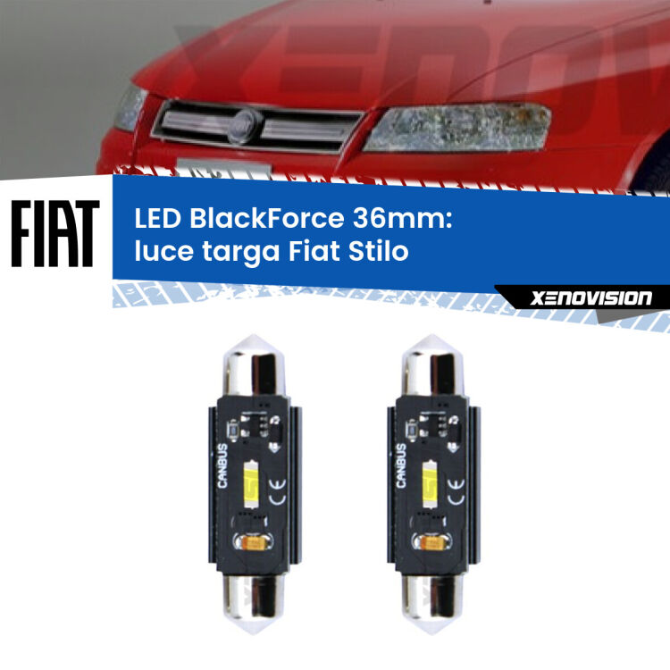 <strong>Luce Targa LED per Fiat Stilo</strong>  2001 - 2006. Coppia lampade <strong>C5W</strong> 36mm modello BlackForce canbus.