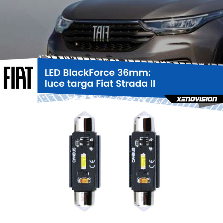 <strong>Luce Targa LED per Fiat Strada</strong> II (Versione1). Coppia lampade <strong>C5W</strong> 36mm modello BlackForce canbus.