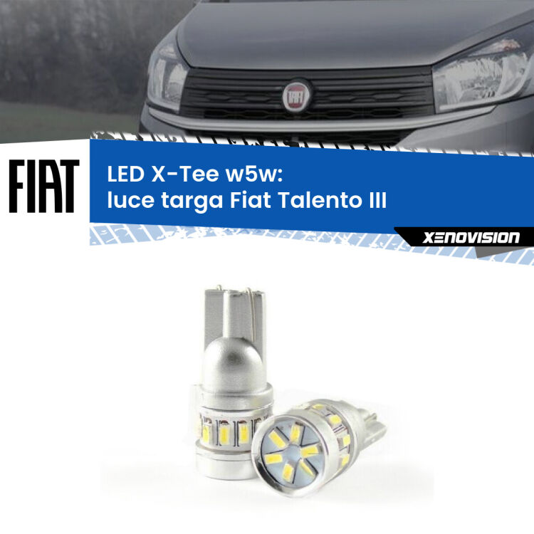 <strong>LED luce targa per Fiat Talento</strong> III 2016 - 2020. Lampade <strong>W5W</strong> modello X-Tee Xenovision top di gamma.