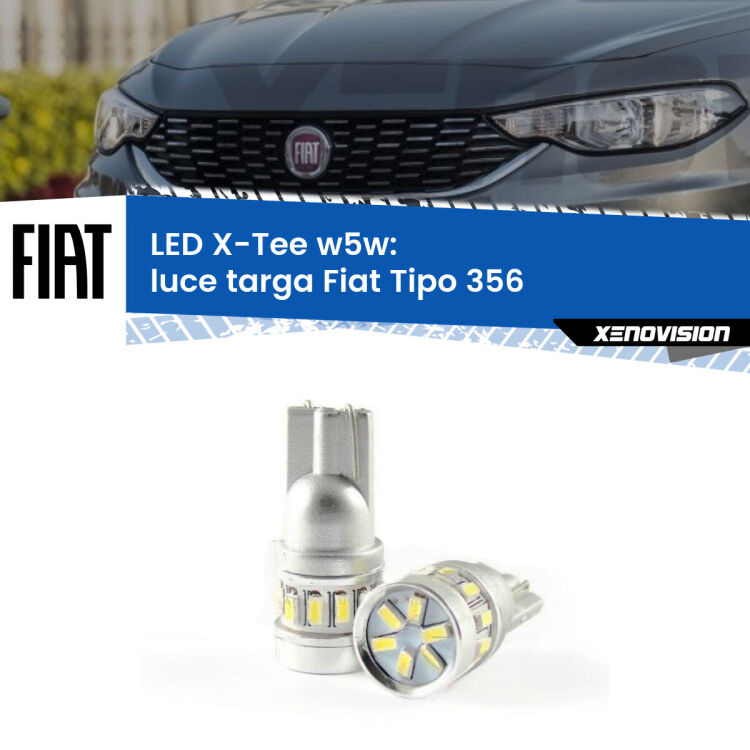 <strong>LED luce targa per Fiat Tipo</strong> 356 2015 in poi. Lampade <strong>W5W</strong> modello X-Tee Xenovision top di gamma.