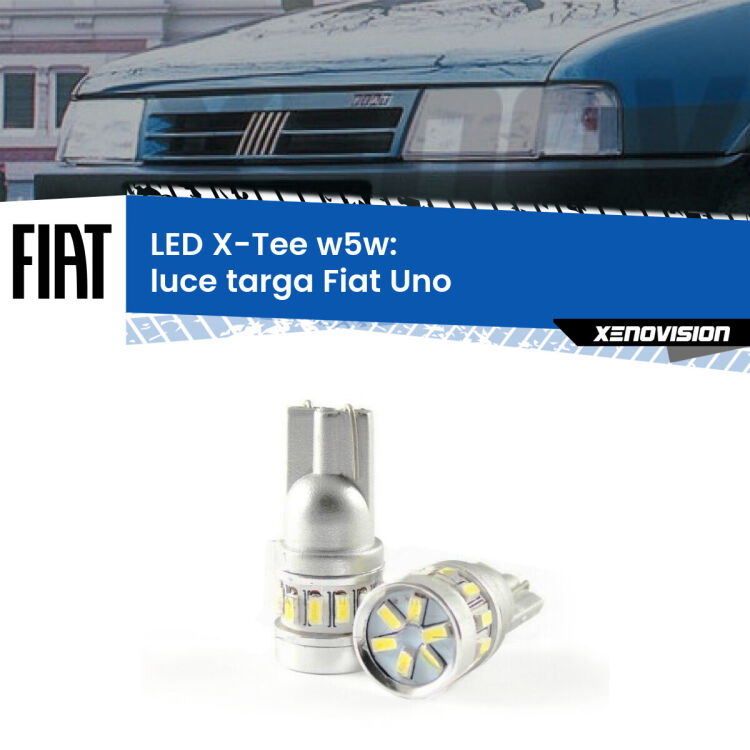 <strong>LED luce targa per Fiat Uno</strong>  1983 - 1995. Lampade <strong>W5W</strong> modello X-Tee Xenovision top di gamma.