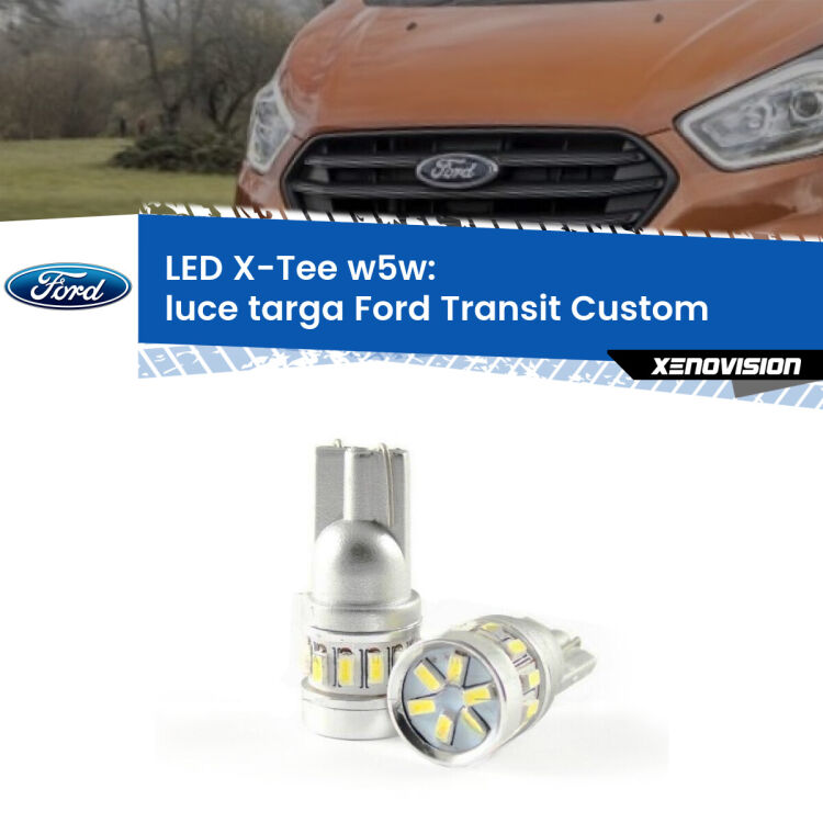 <strong>LED luce targa per Ford Transit Custom</strong>  2012 - 2022. Lampade <strong>W5W</strong> modello X-Tee Xenovision top di gamma.