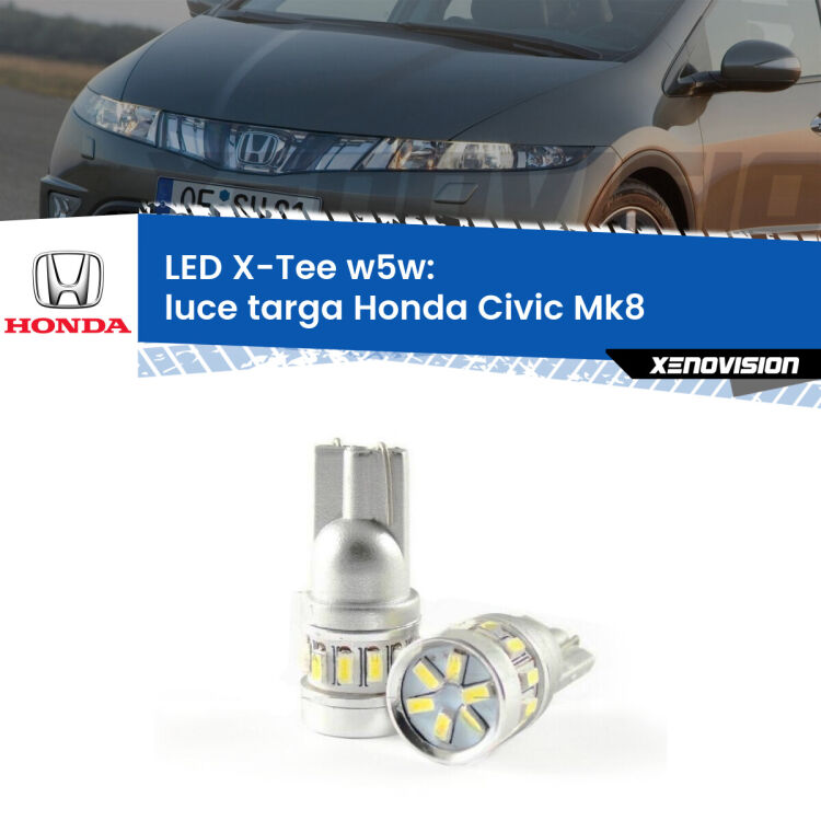 <strong>LED luce targa per Honda Civic</strong> Mk8 2005 - 2010. Lampade <strong>W5W</strong> modello X-Tee Xenovision top di gamma.