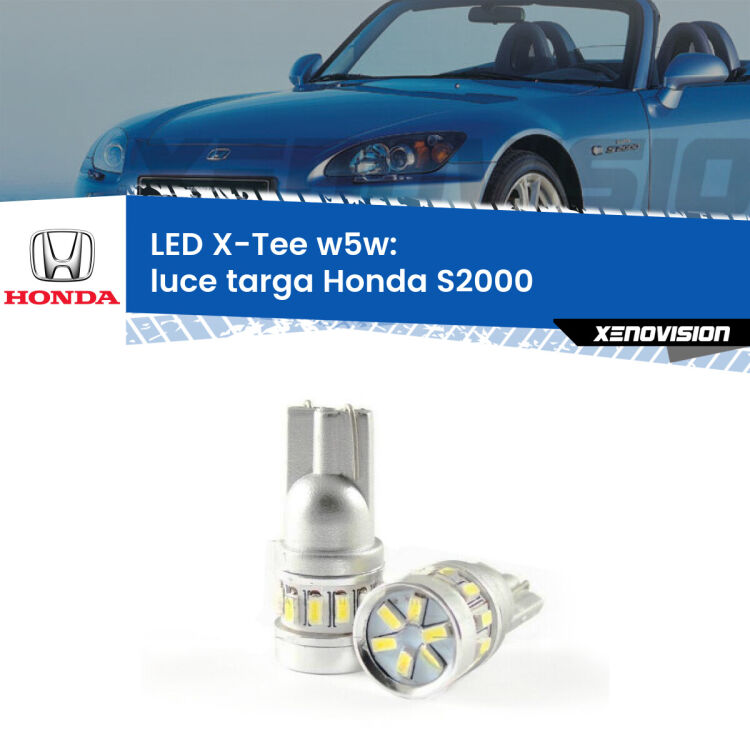 <strong>LED luce targa per Honda S2000</strong>  1999 - 2009. Lampade <strong>W5W</strong> modello X-Tee Xenovision top di gamma.