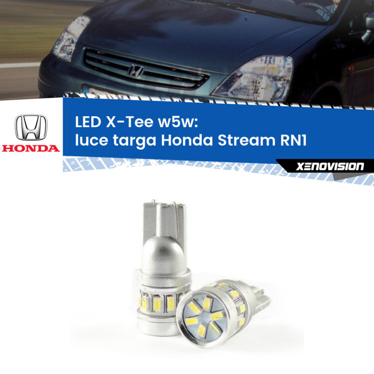 <strong>LED luce targa per Honda Stream</strong> RN1 2001 - 2006. Lampade <strong>W5W</strong> modello X-Tee Xenovision top di gamma.