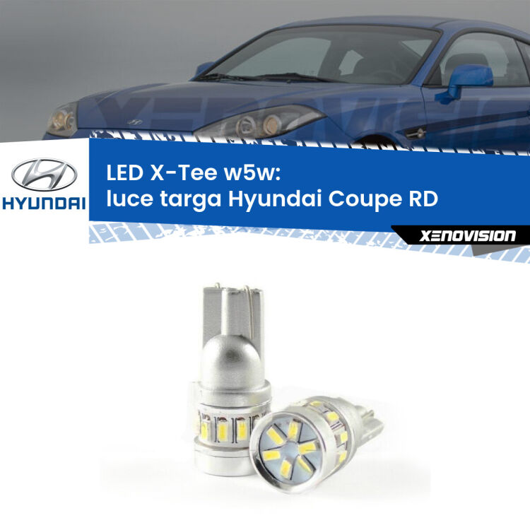 <strong>LED luce targa per Hyundai Coupe</strong> RD 1996 - 2002. Lampade <strong>W5W</strong> modello X-Tee Xenovision top di gamma.