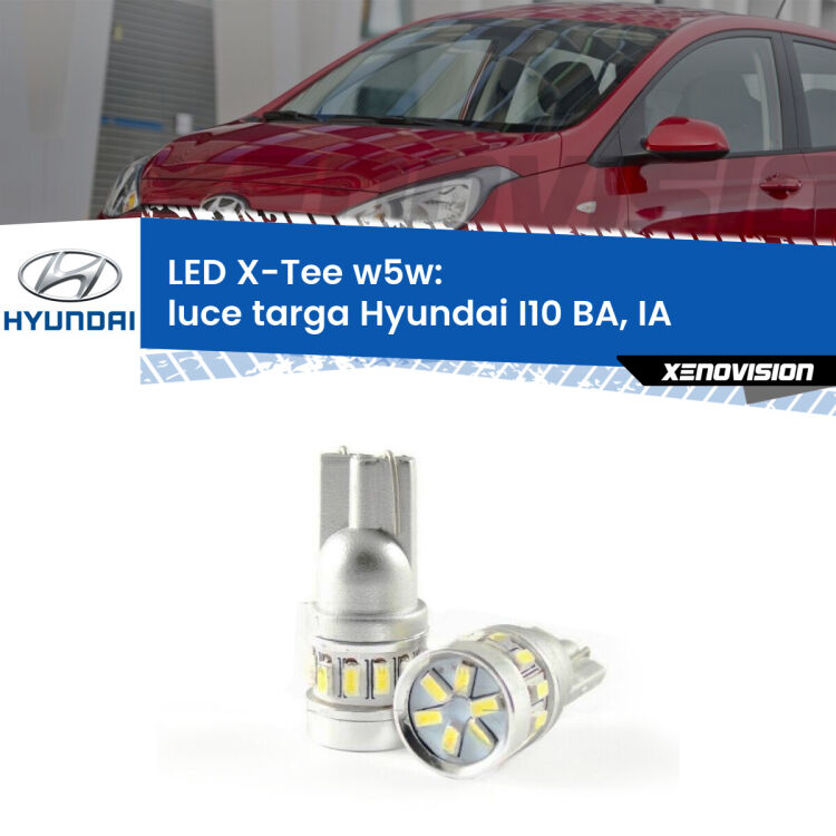 <strong>LED luce targa per Hyundai I10</strong> BA, IA 2013 - 2016. Lampade <strong>W5W</strong> modello X-Tee Xenovision top di gamma.