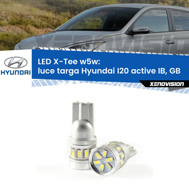 <strong>LED luce targa per Hyundai I20 active</strong> IB, GB 2015 in poi. Lampade <strong>W5W</strong> modello X-Tee Xenovision top di gamma.