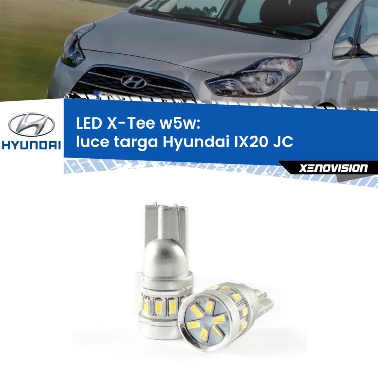 <strong>LED luce targa per Hyundai IX20</strong> JC 2010 in poi. Lampade <strong>W5W</strong> modello X-Tee Xenovision top di gamma.