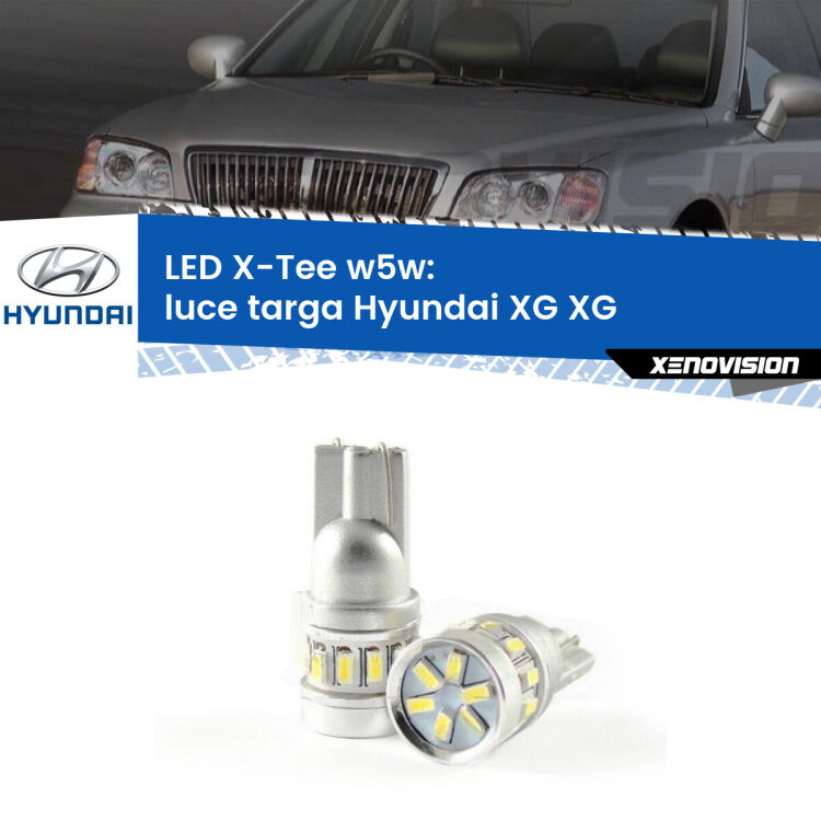 <strong>LED luce targa per Hyundai XG</strong> XG 1998 - 2005. Lampade <strong>W5W</strong> modello X-Tee Xenovision top di gamma.