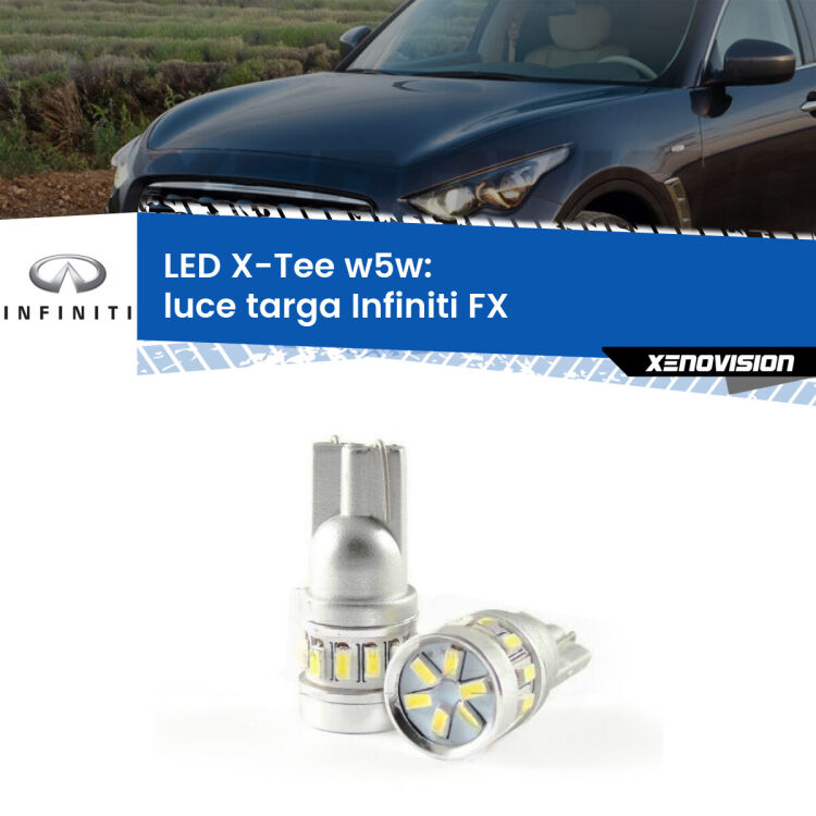 <strong>LED luce targa per Infiniti FX</strong>  2003 - 2008. Lampade <strong>W5W</strong> modello X-Tee Xenovision top di gamma.