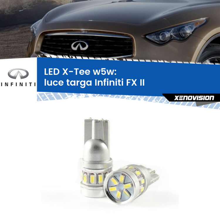 <strong>LED luce targa per Infiniti FX</strong> II 2008 - 2013. Lampade <strong>W5W</strong> modello X-Tee Xenovision top di gamma.